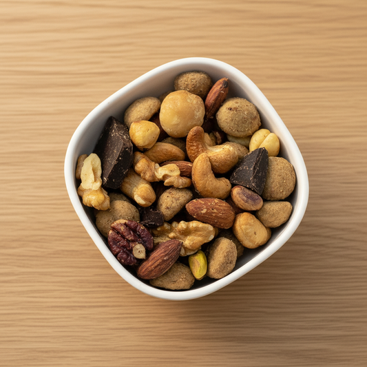Nut Mix - CCC in a ceramic bowl on wooden table