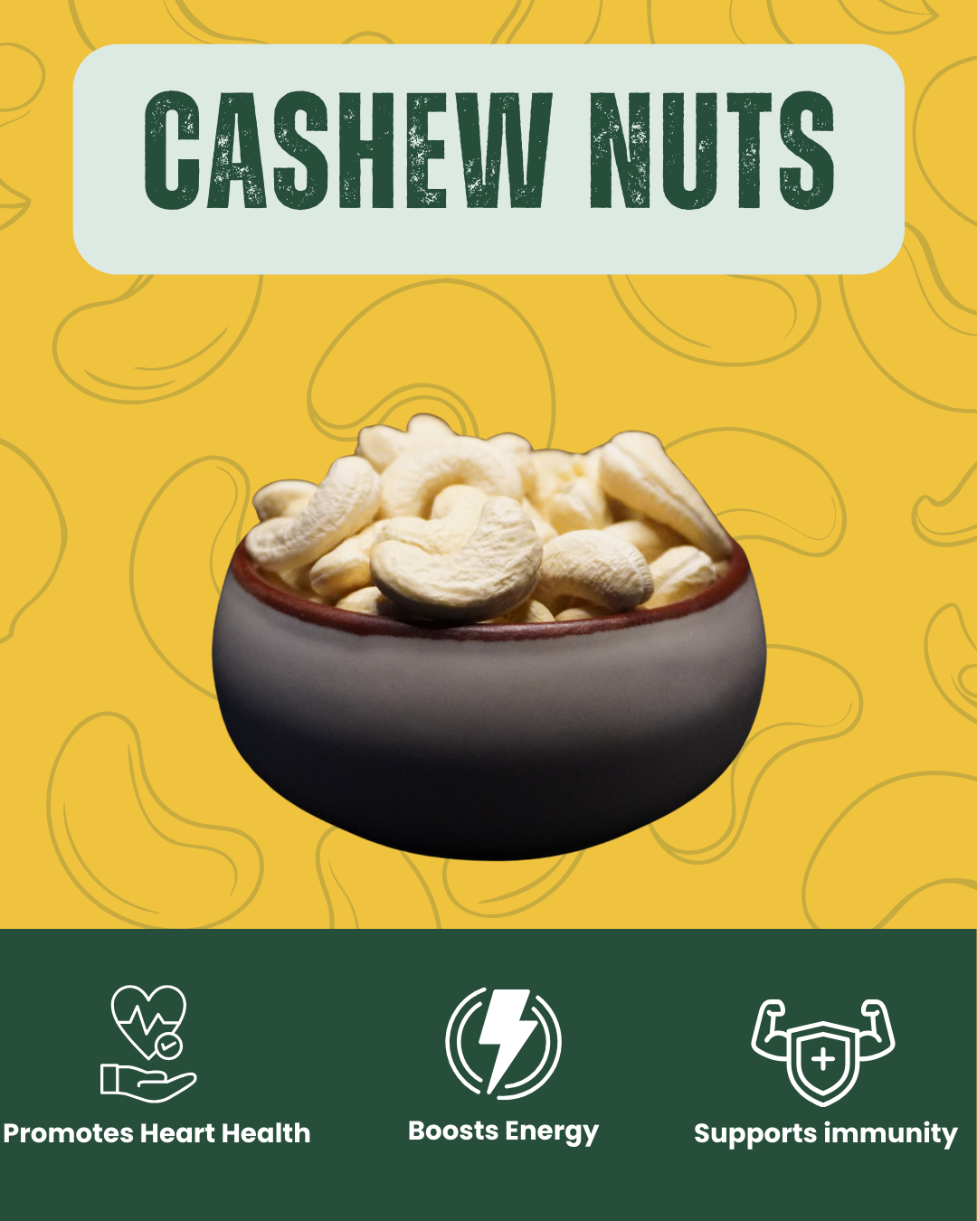 Raw cashew nuts - natural and heart-healthy snack