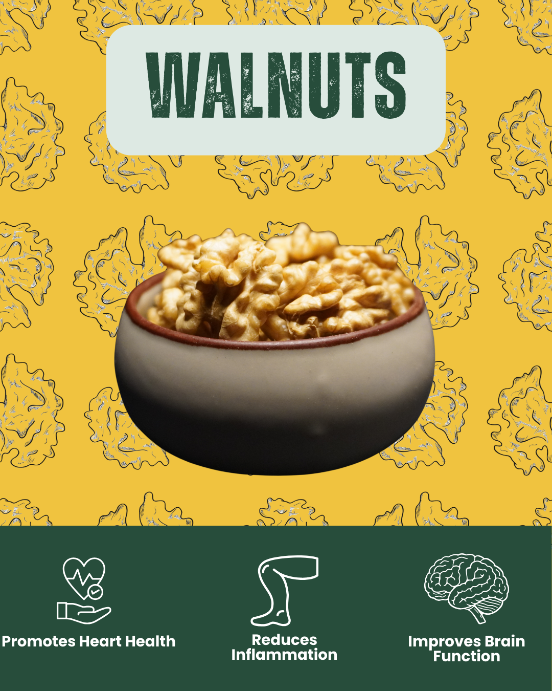 Close-up of premium whole walnut kernels showing natural texture