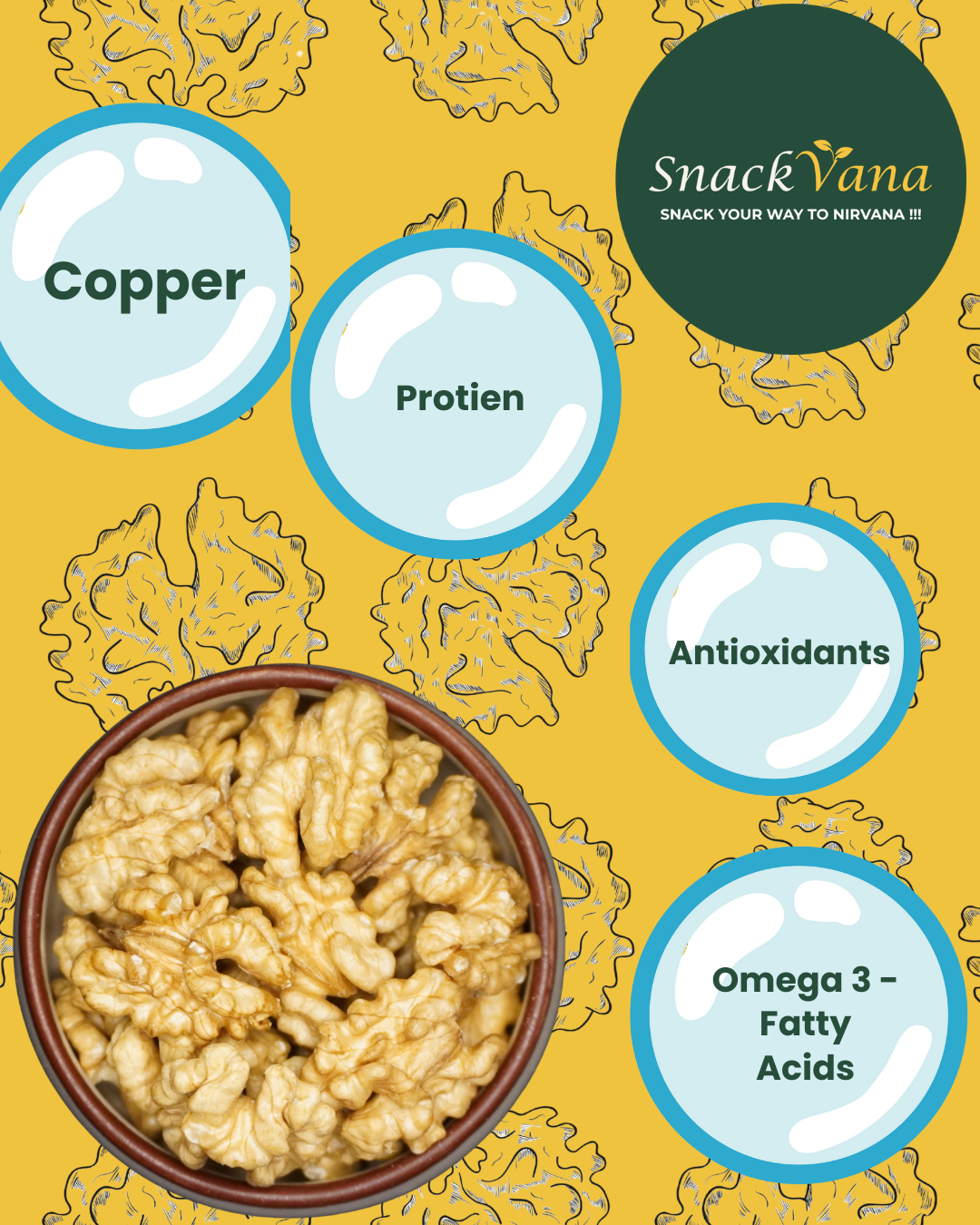 Crunchy walnut kernels - packed with antioxidants and fiber