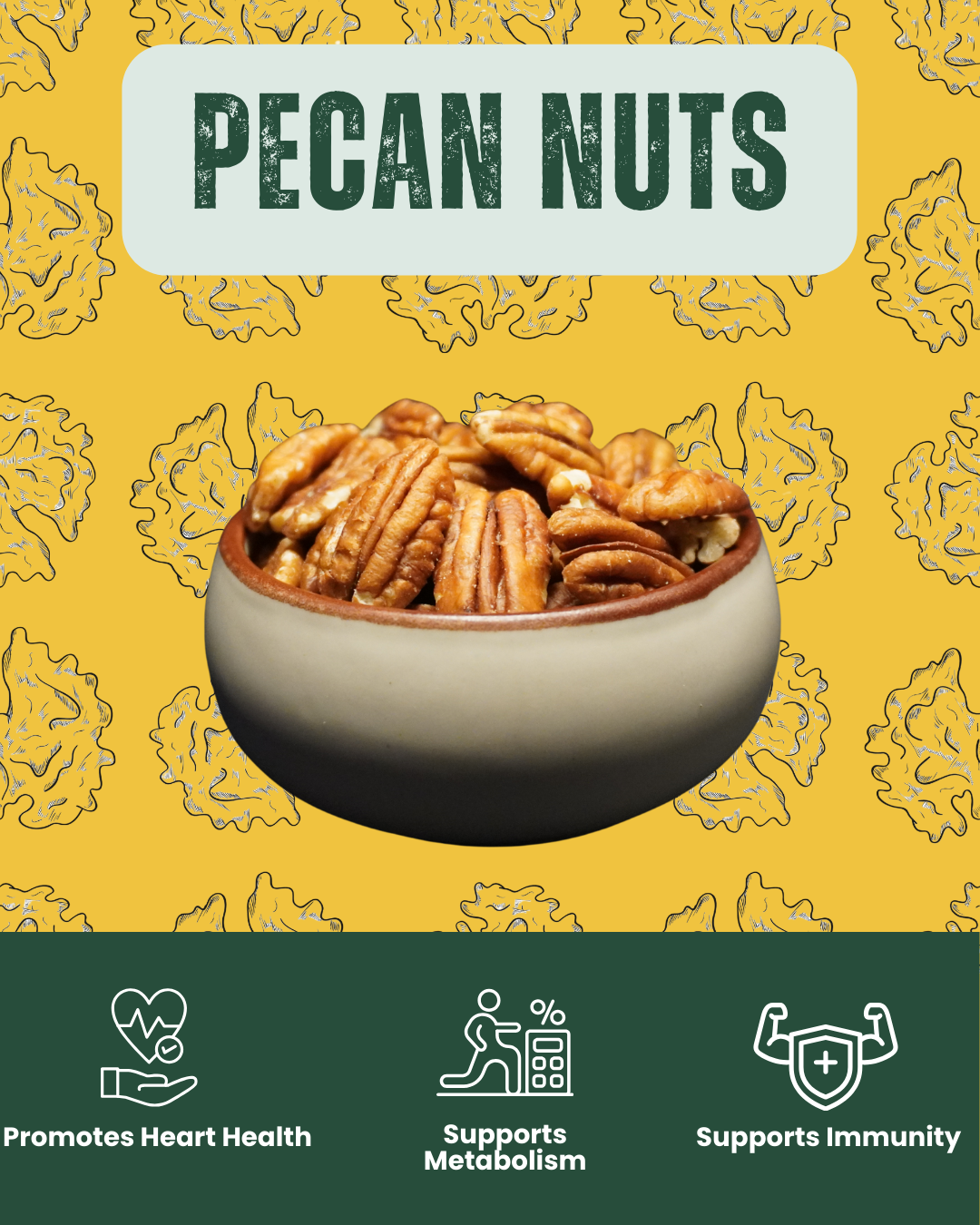 Whole shelled pecans - buttery and heart-healthy snack