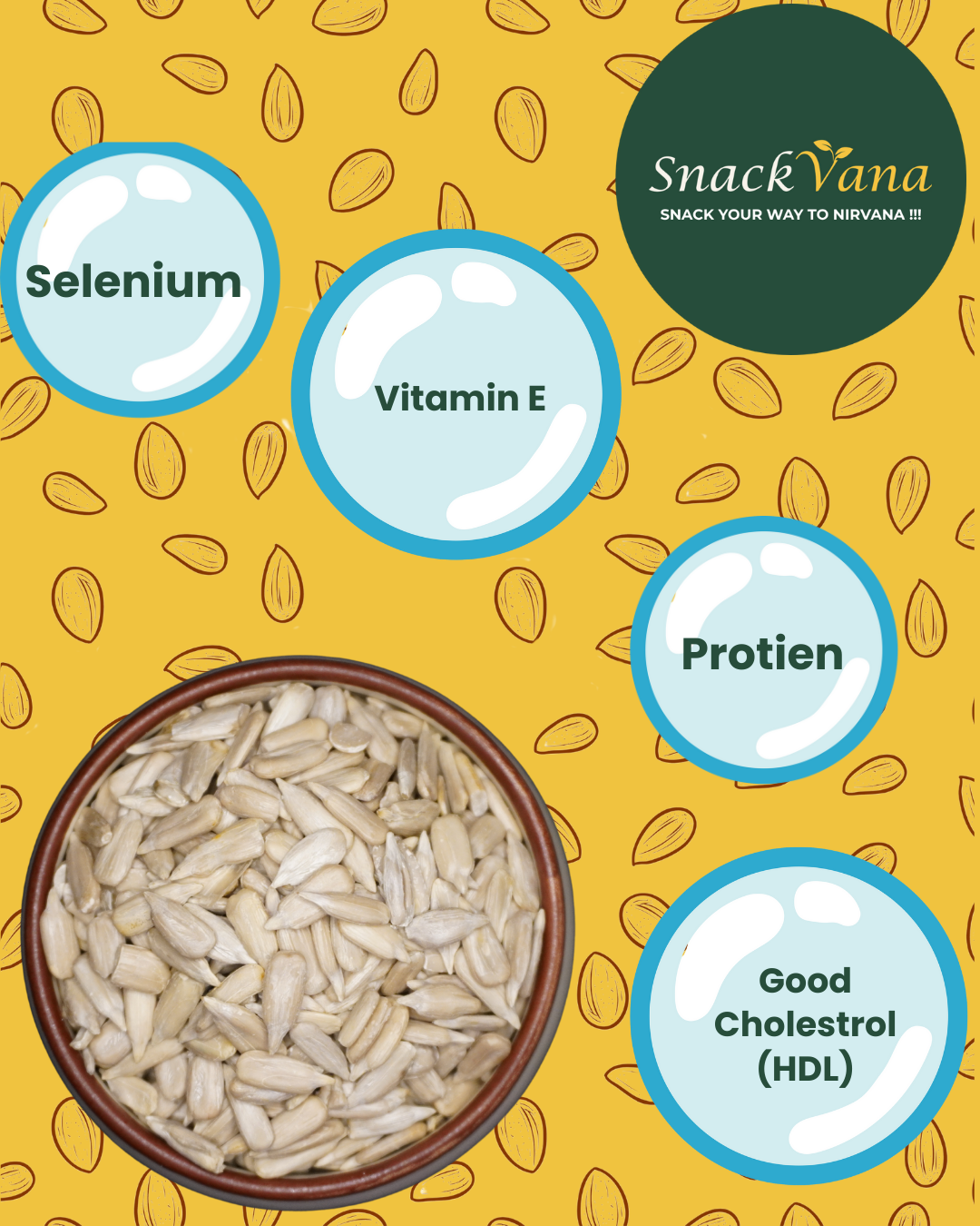 Raw sunflower seeds - high in Vitamin E, protein, and antioxidants