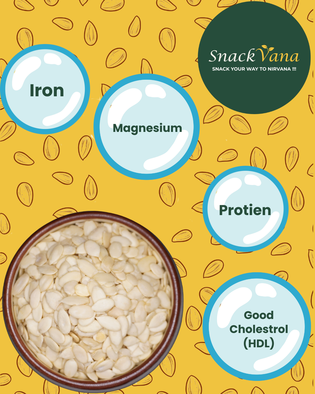 Raw watermelon seeds - high in iron, magnesium, and plant-based protein