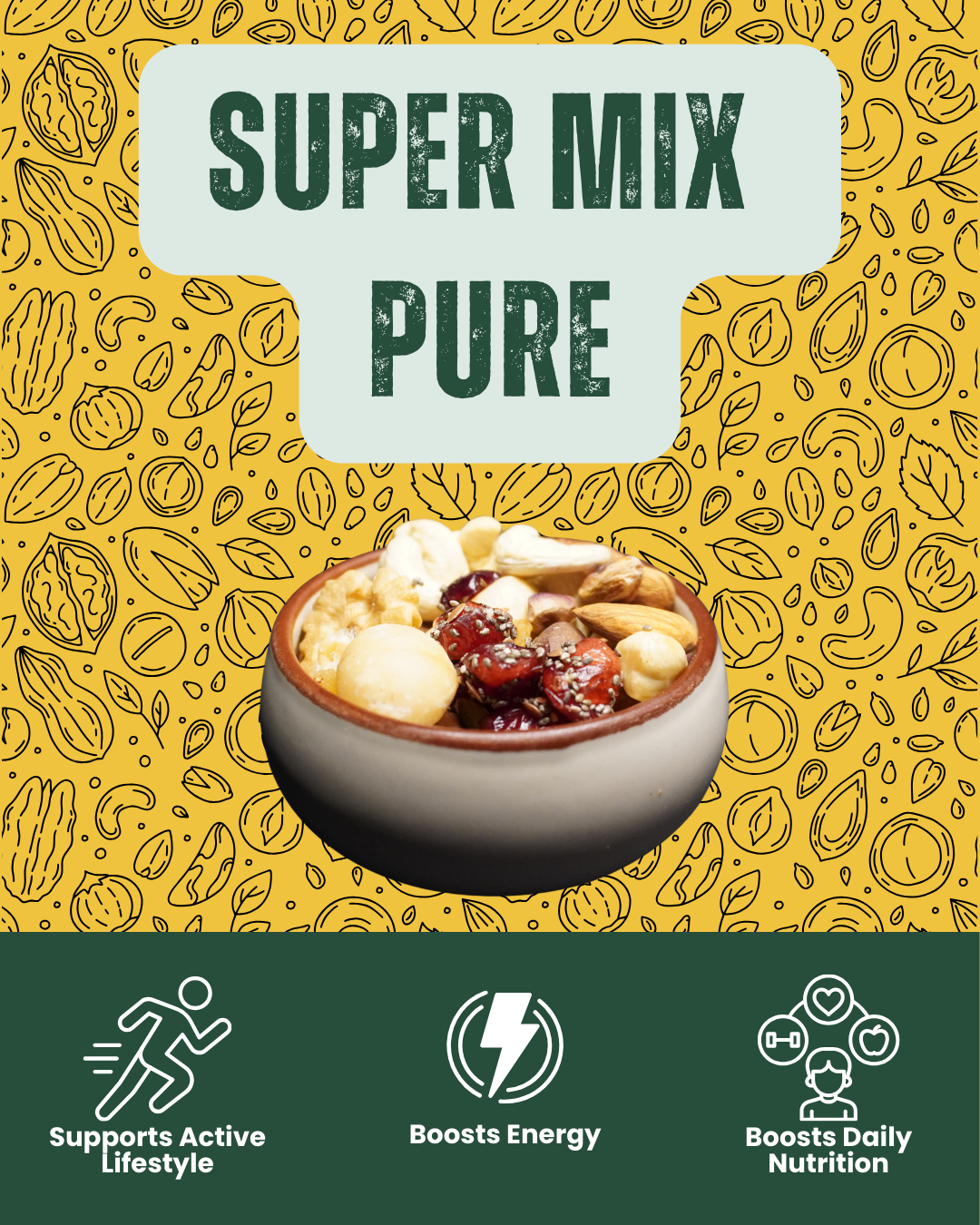 Raw super mix with 16 nuts seeds berries unroasted trail mix