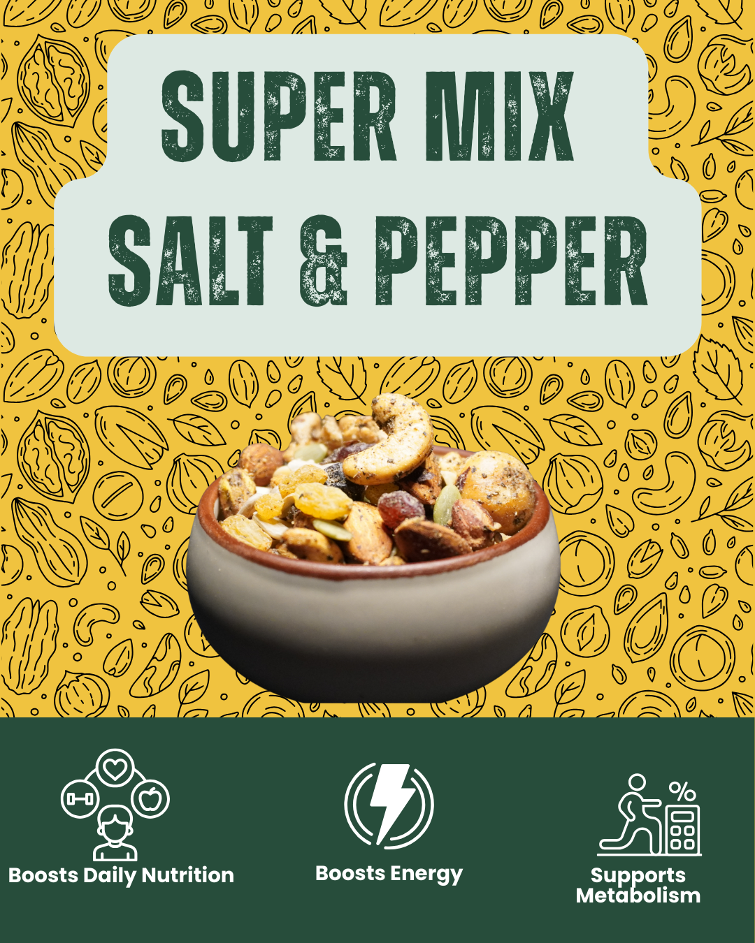 Premium Super Mix Salt & Pepper by SnackVana - air-fried nuts, seeds and berries