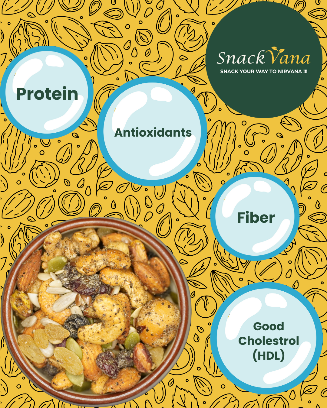 Savory salt and pepper seasoned nuts and berries mix - protein-rich snack