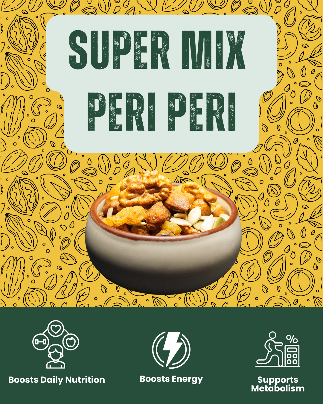 Premium Super Mix Peri Peri 1kg by SnackVana - spicy air-fried nuts seeds and berries