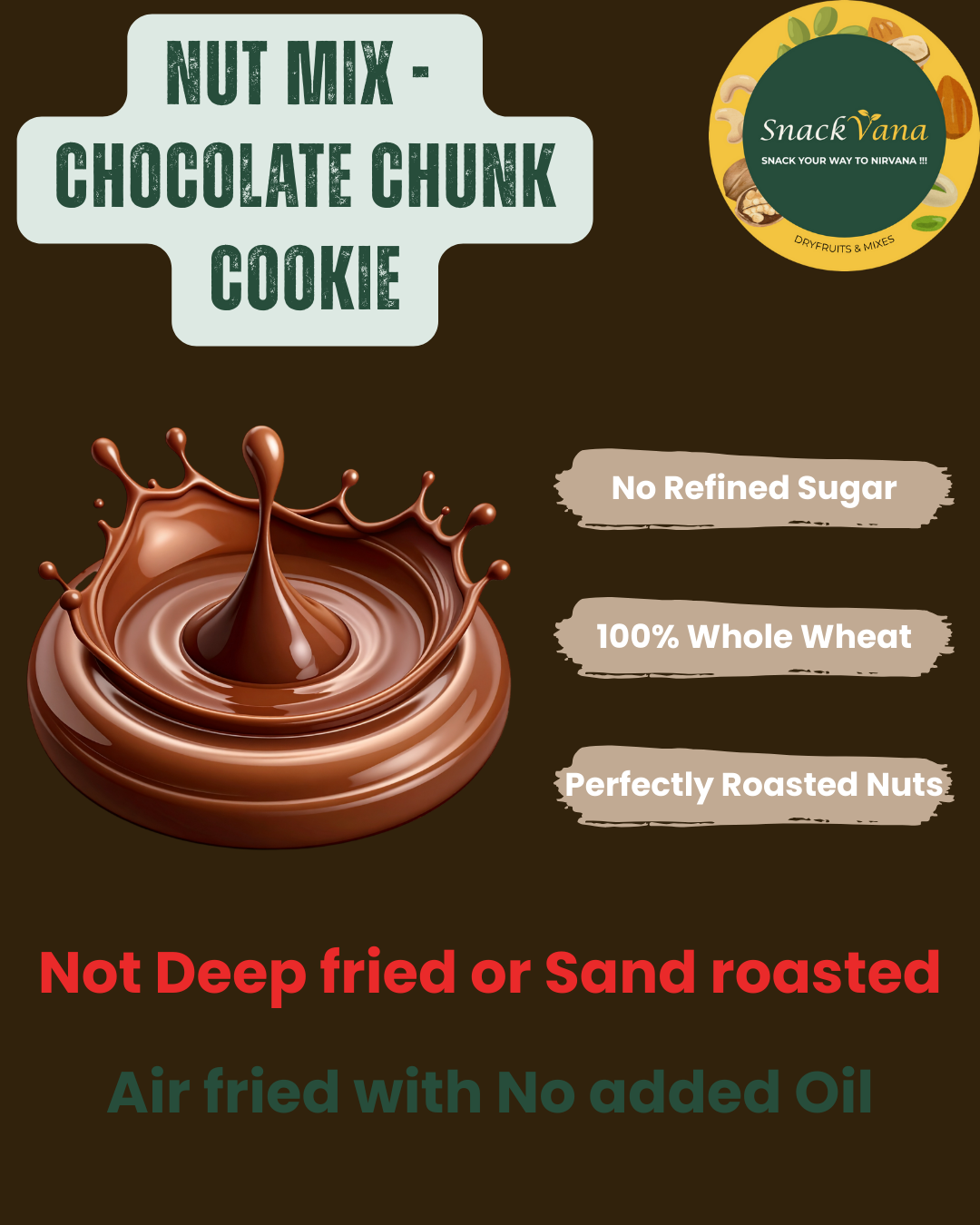 Nut Mix - Chocolate Chunk Cookie, air-fried nuts with 70% dark chocolate and butter cookies